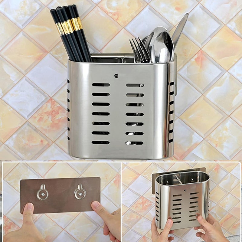 Fdit Household Wall Mount Utensil Drying Racks,Cooking Utensil Holder Flatware Hanging Organizer Drying Racks with Hollow Design for Spoons Knives Forks Chopsticks - Image 4